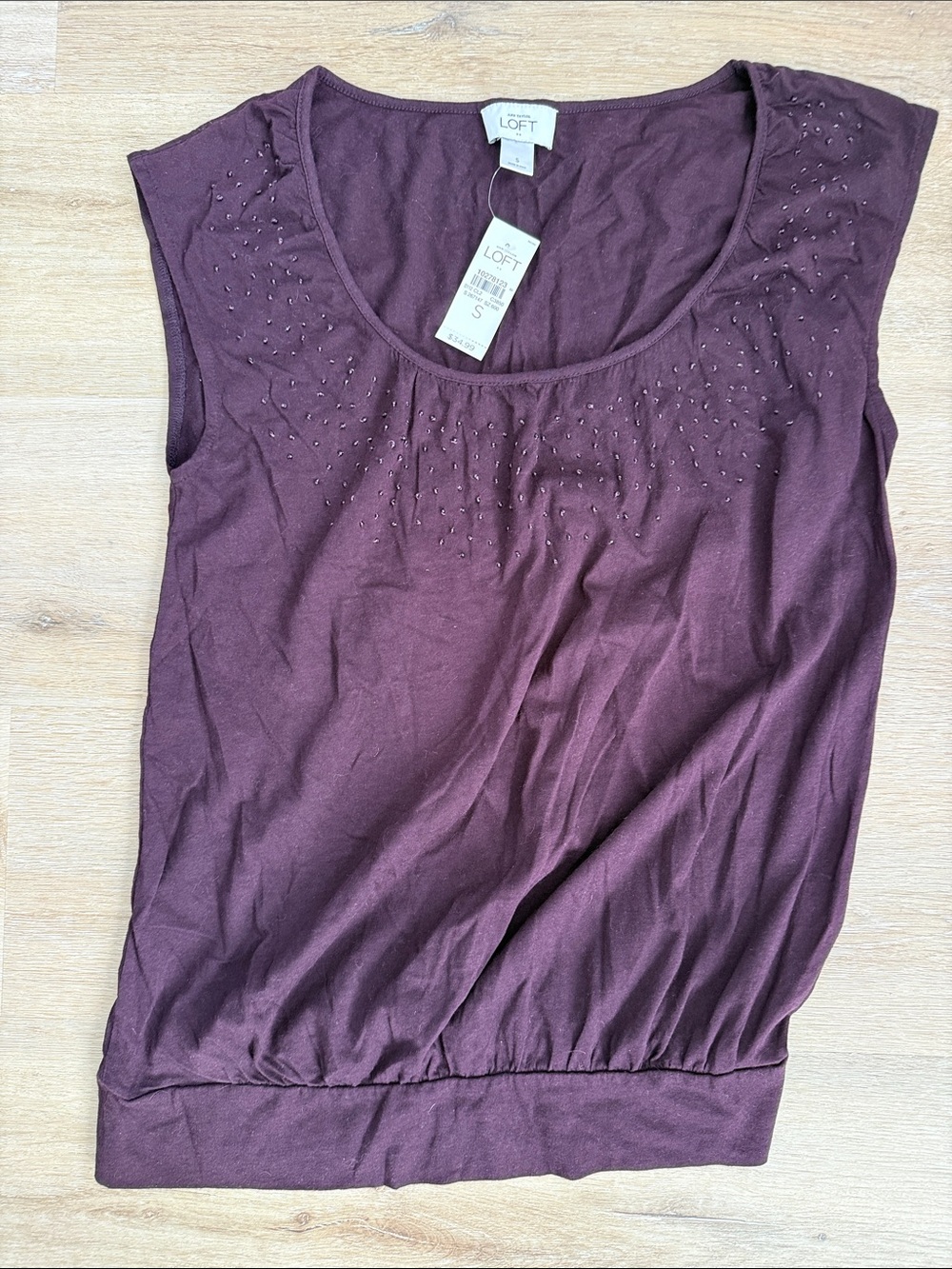 LOFT Plum Beaded Scoop Neck Tank